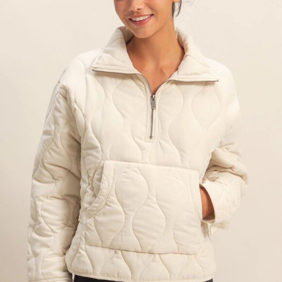 Mia Quilted Half-Zip High Neck Pullover | Women's Fall and Winter Jacket - Picture 7 of 8